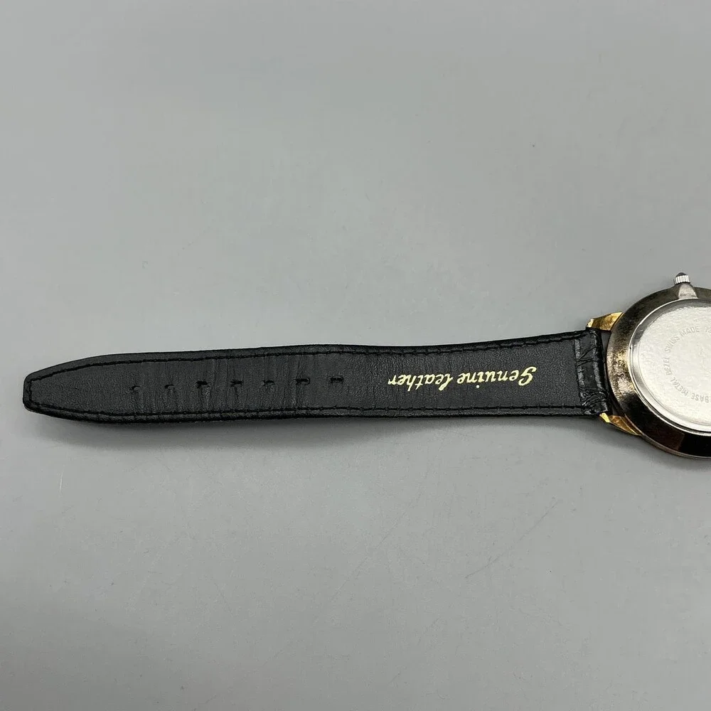 Mathey-Tissot Mens Watch 34mm Moon Phase Leather Date Swiss Made New Battery